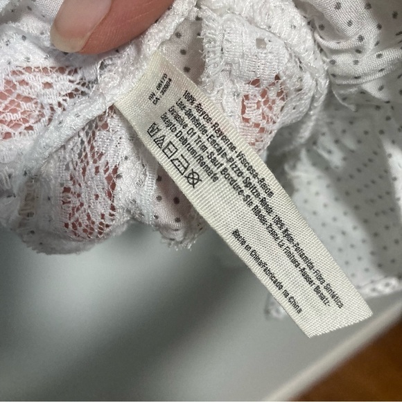 NWOT Free People Swingy Lace Inset Tunic White Polka Dot Ruffle Mini Dress - Picture 5 of 8